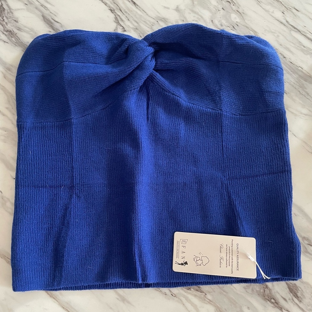 Blue Knotted Tube Top